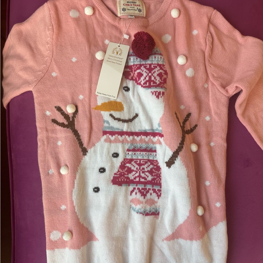 Daisys Boutique Pink and White Winter Wonderland Sweater